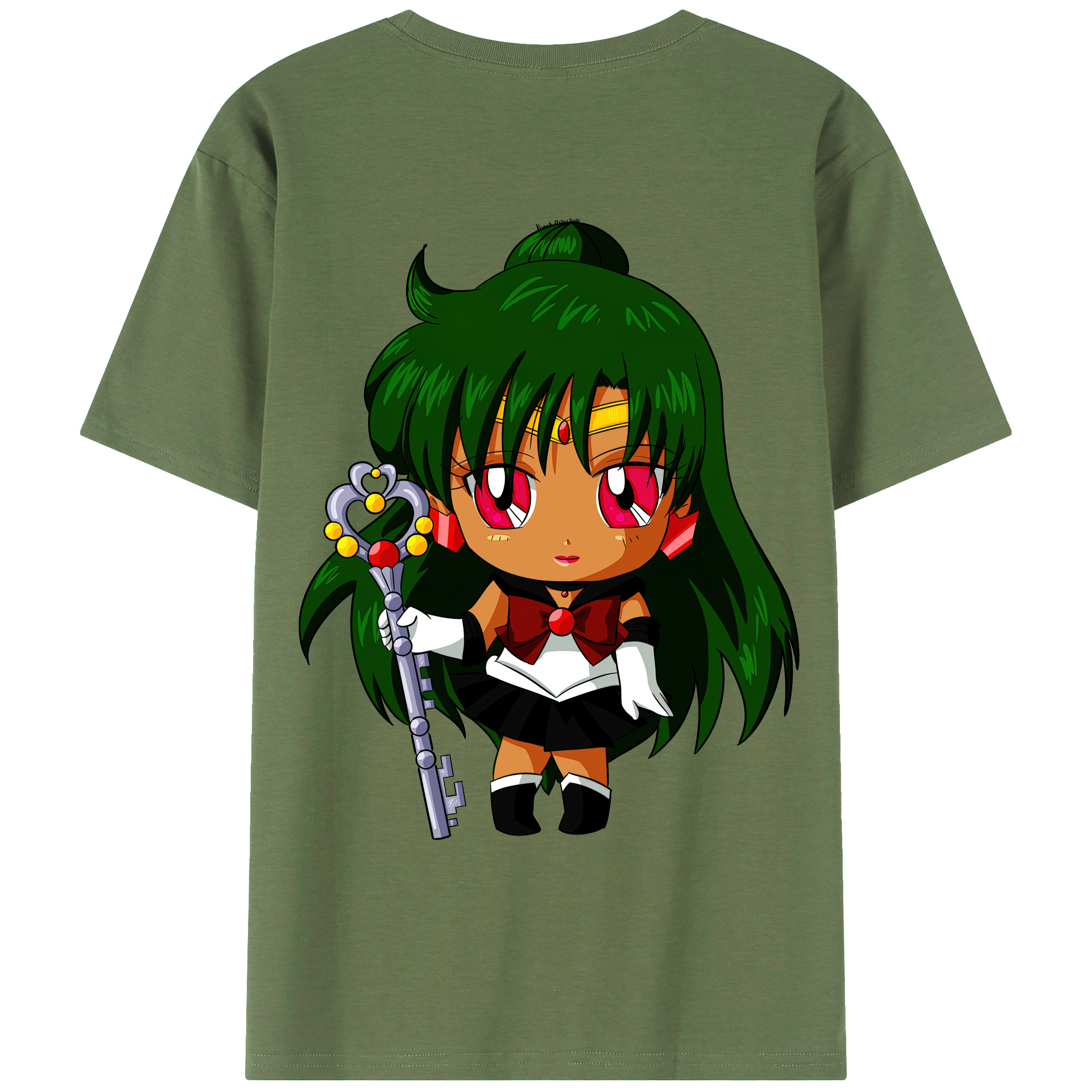 （画像用） 美少女戦士セーラームーン 冥王せつな Sailor Moon Meiou Setsuna 綿100％ メンズ半袖Tシャツ（バックプリント） 通気性